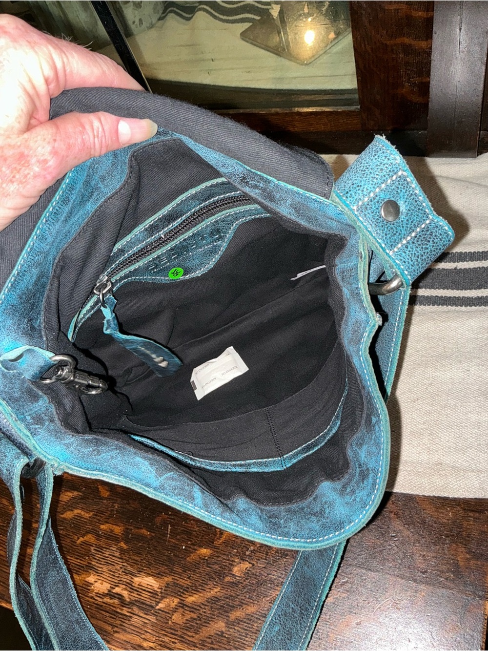 NWOT Bed Stu Leather Venice Beach Crossbody Bag Betta Blue Black Luxe MSRP $240 - Picture 11 of 12